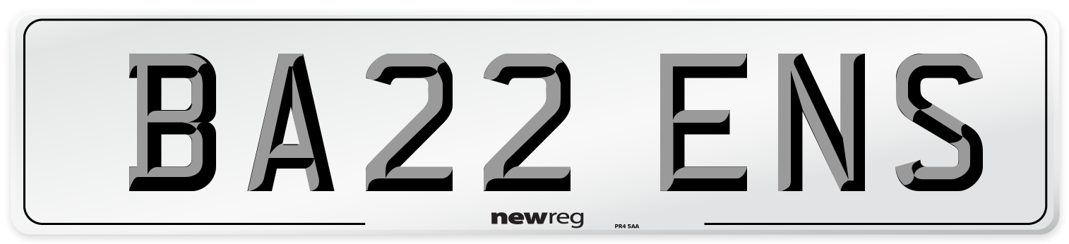 BA22 ENS Number Plate from New Reg